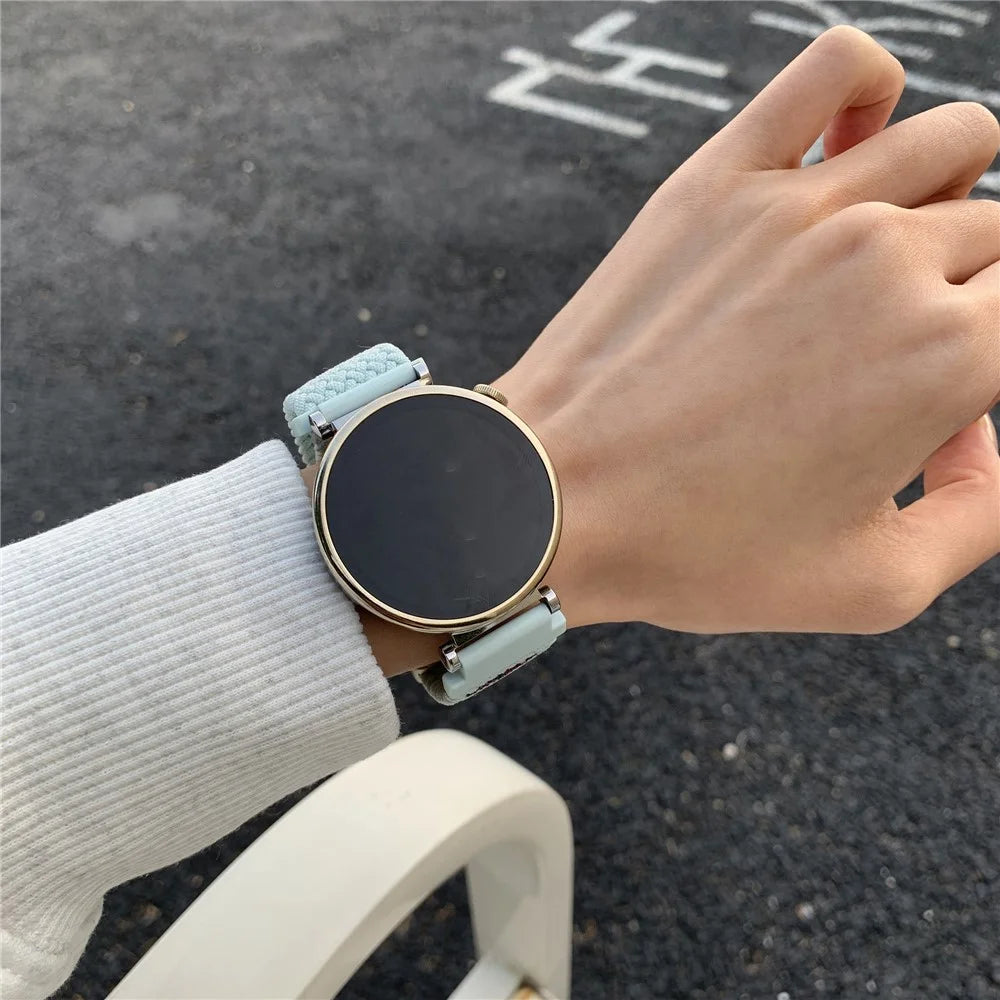 18mm Universal Watch Band Top Hat Puppy Pattern Magnetic Buckle Braided Nylon Wrist Strap - Misty Blue - 3