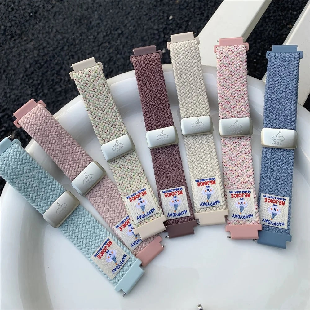 18mm Universal Watch Band Top Hat Puppy Pattern Magnetic Buckle Braided Nylon Wrist Strap - Misty Blue - 6