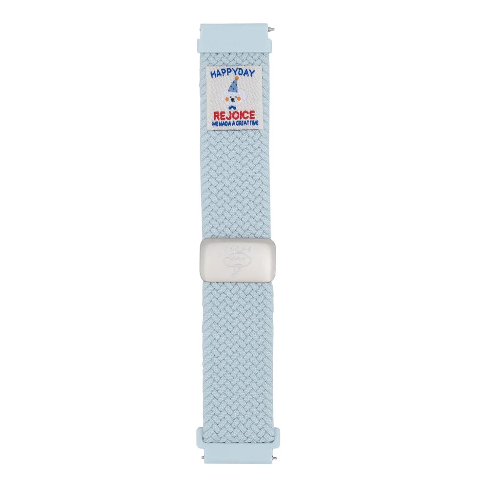 20mm Universal Watch Band Top Hat Puppy Pattern Magnetic Buckle Braided Nylon Wrist Strap - Misty Blue - 1