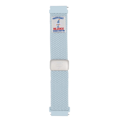 22mm Universal Watch Band Top Hat Puppy Pattern Magnetic Buckle Braided Nylon Wrist Strap - Misty Blue - 1
