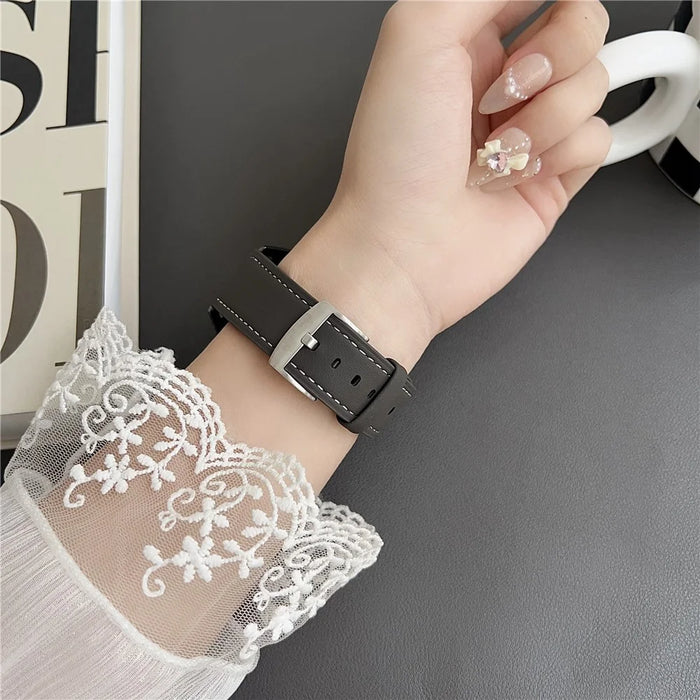 20mm Universal Leather Watch Band Adjustable Replacement Strap - Black - 5