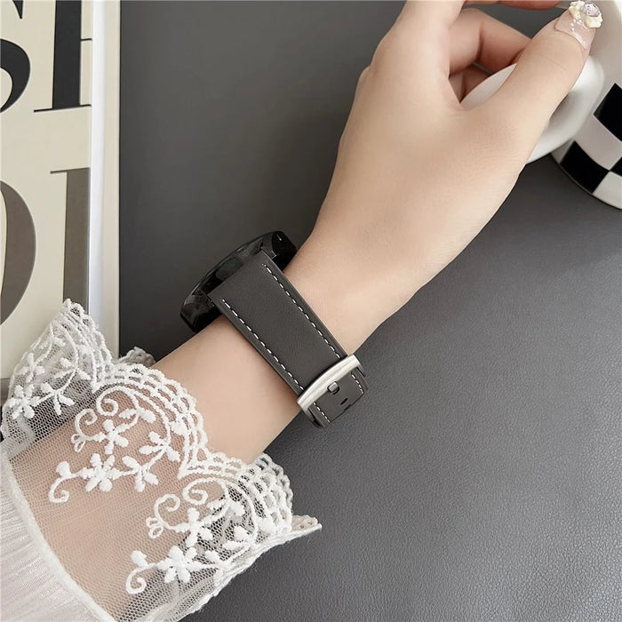 20mm Universal Leather Watch Band Adjustable Replacement Strap - Black - 6