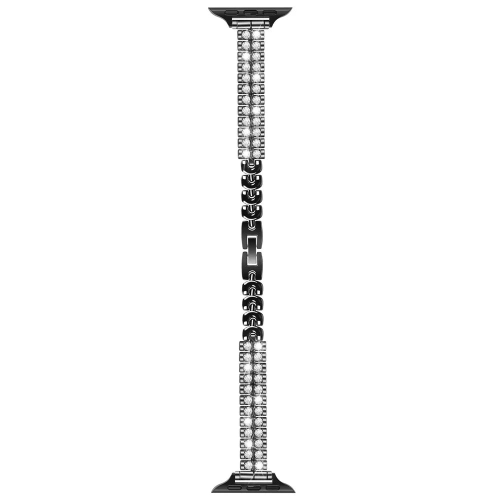 Watch Strap for Apple Watch Series 11 10 42mm / 9 8 7 41mm / SE3 SE2 SE 6 5 4 40mm / 3 2 1 38mm Rhinestone Decor Alloy Bracelet Wrist Band - Black - 3
