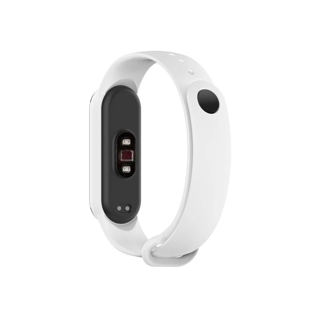 Glossy Silicone Watch Strap Replacement Watchband for Xiaomi Mi Band 5/6/7 - White - 1
