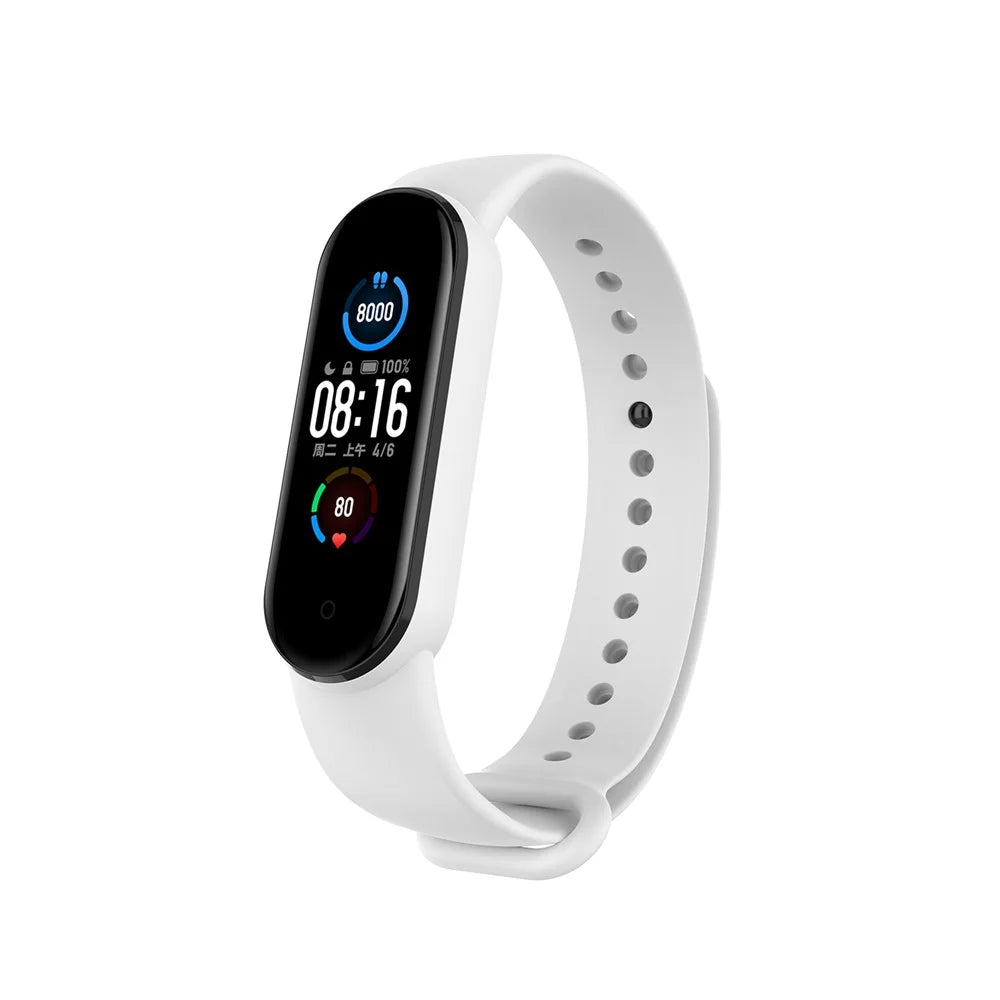 Glossy Silicone Watch Strap Replacement Watchband for Xiaomi Mi Band 5/6/7 - White - 3