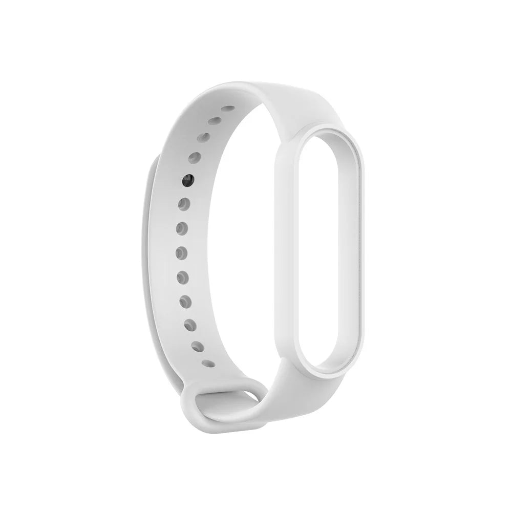Glossy Silicone Watch Strap Replacement Watchband for Xiaomi Mi Band 5/6/7 - White - 5