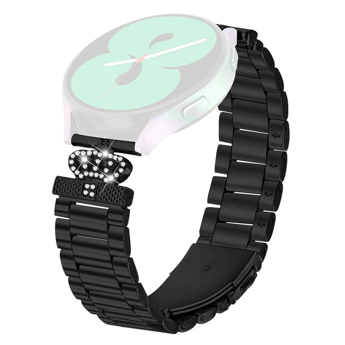 For Gabb Watch 3 Stainless Steel Strap Crown Shape Rhinestone Decor Watch Band - Black - 1