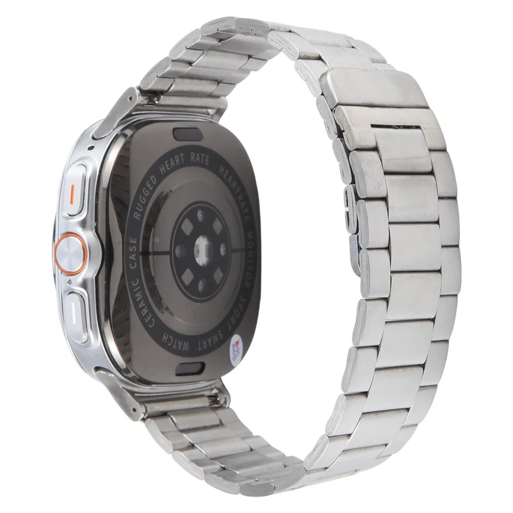 For Samsung Galaxy Watch Ultra2 47mm / Watch Ultra (2025) 47mm / Watch Ultra 47mm Magnetic Metal Smartwatch Band Three-Bead Wrist Strap - Silver - 1