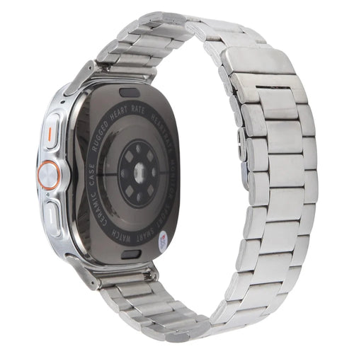 For Samsung Galaxy Watch Ultra2 47mm / Watch Ultra (2025) 47mm / Watch Ultra 47mm Magnetic Metal Smartwatch Band Three-Bead Wrist Strap - Silver - 1
