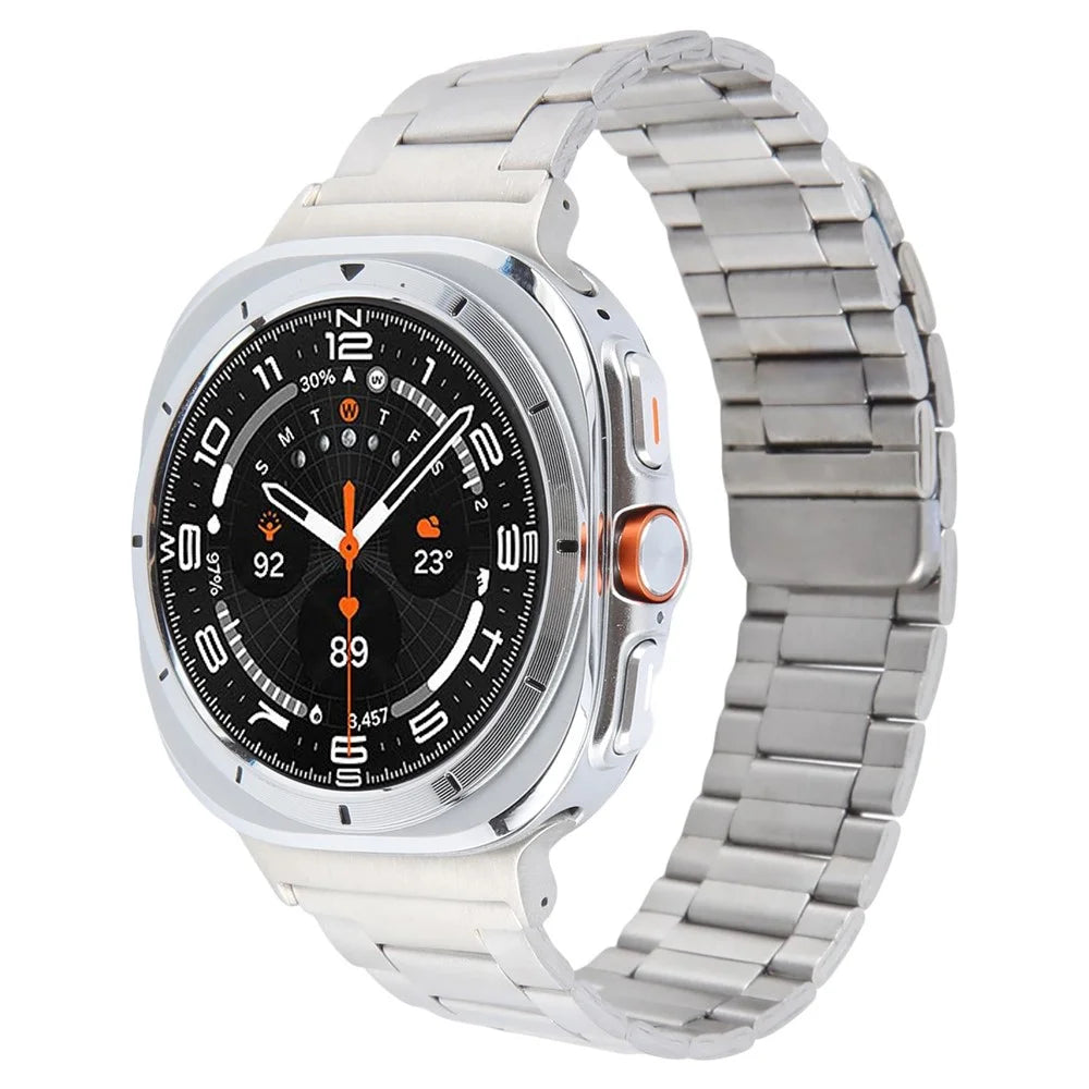 For Samsung Galaxy Watch Ultra2 47mm / Watch Ultra (2025) 47mm / Watch Ultra 47mm Magnetic Metal Smartwatch Band Three-Bead Wrist Strap - Silver - 2