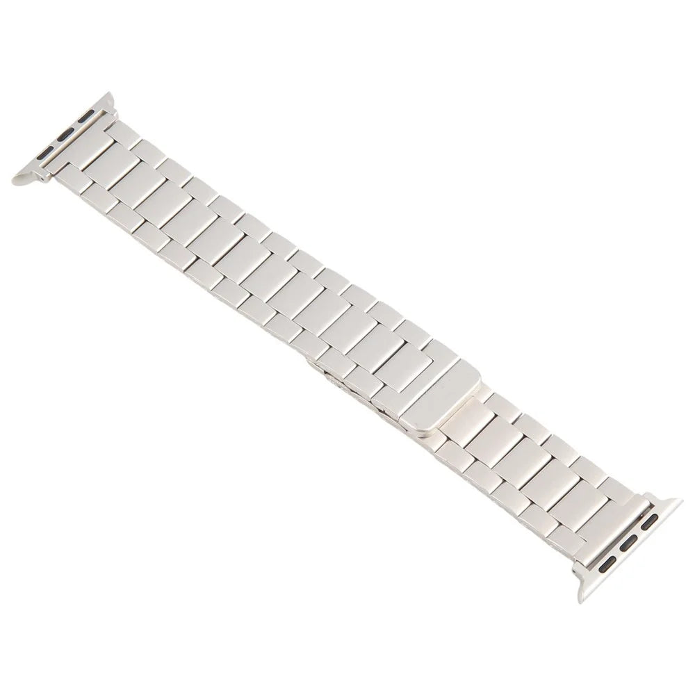 Metal Watch Band for Apple Watch Series 11 10 42mm / 9 8 7 41mm / SE3 SE2 SE 6 5 4 40mm / 3 2 1 38mm Magnetic Three Bead Wrist Strap - Starlight - 4