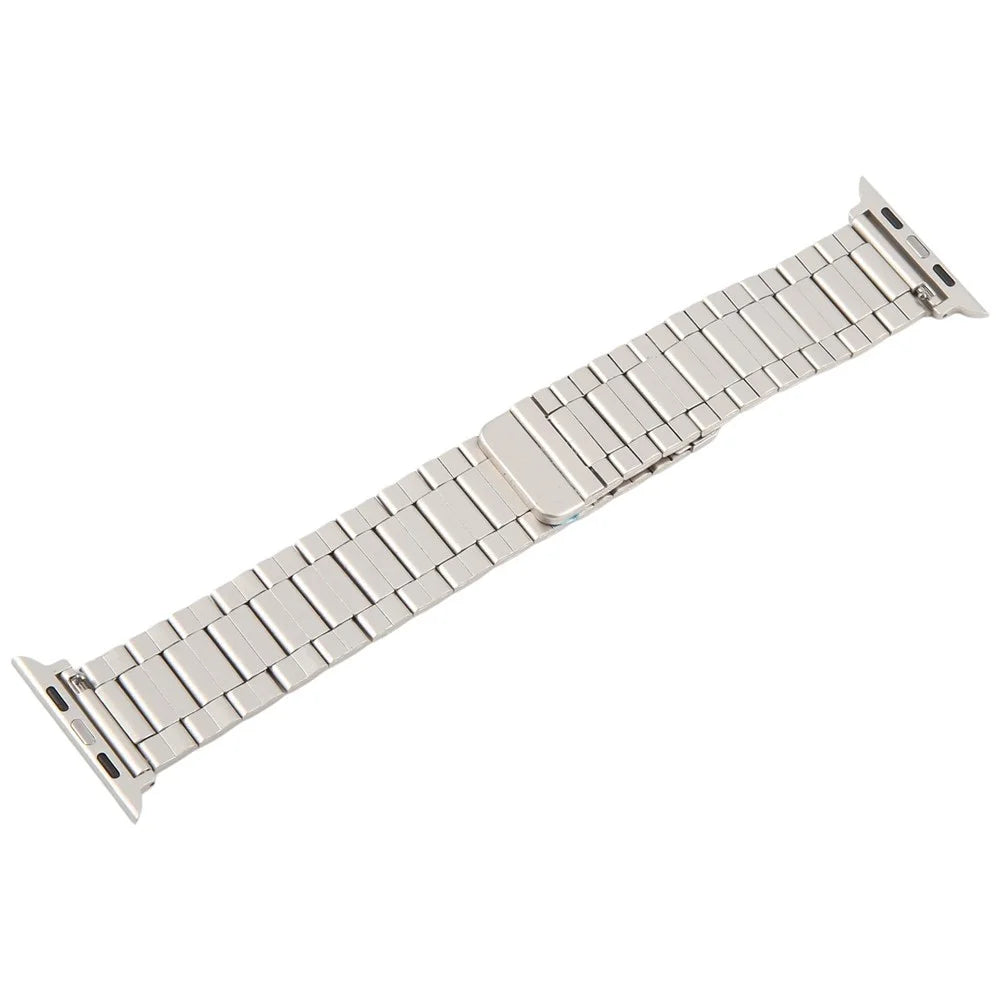 Metal Watch Band for Apple Watch Series 11 10 42mm / 9 8 7 41mm / SE3 SE2 SE 6 5 4 40mm / 3 2 1 38mm Magnetic Three Bead Wrist Strap - Starlight - 5
