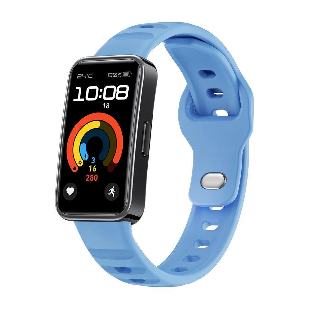 Silicone Strap for Huawei Band 10 NFC / 10 / 9 NFC / 9 / 8 NFC / 8 Smart Bracelet Reverse Buckle Groove Design Band - Baby Blue - 2