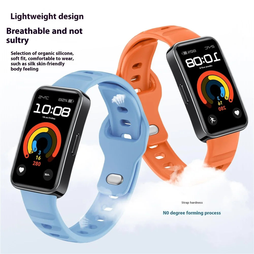 Silicone Strap for Huawei Band 10 NFC / 10 / 9 NFC / 9 / 8 NFC / 8 Smart Bracelet Reverse Buckle Groove Design Band - Baby Blue - 4