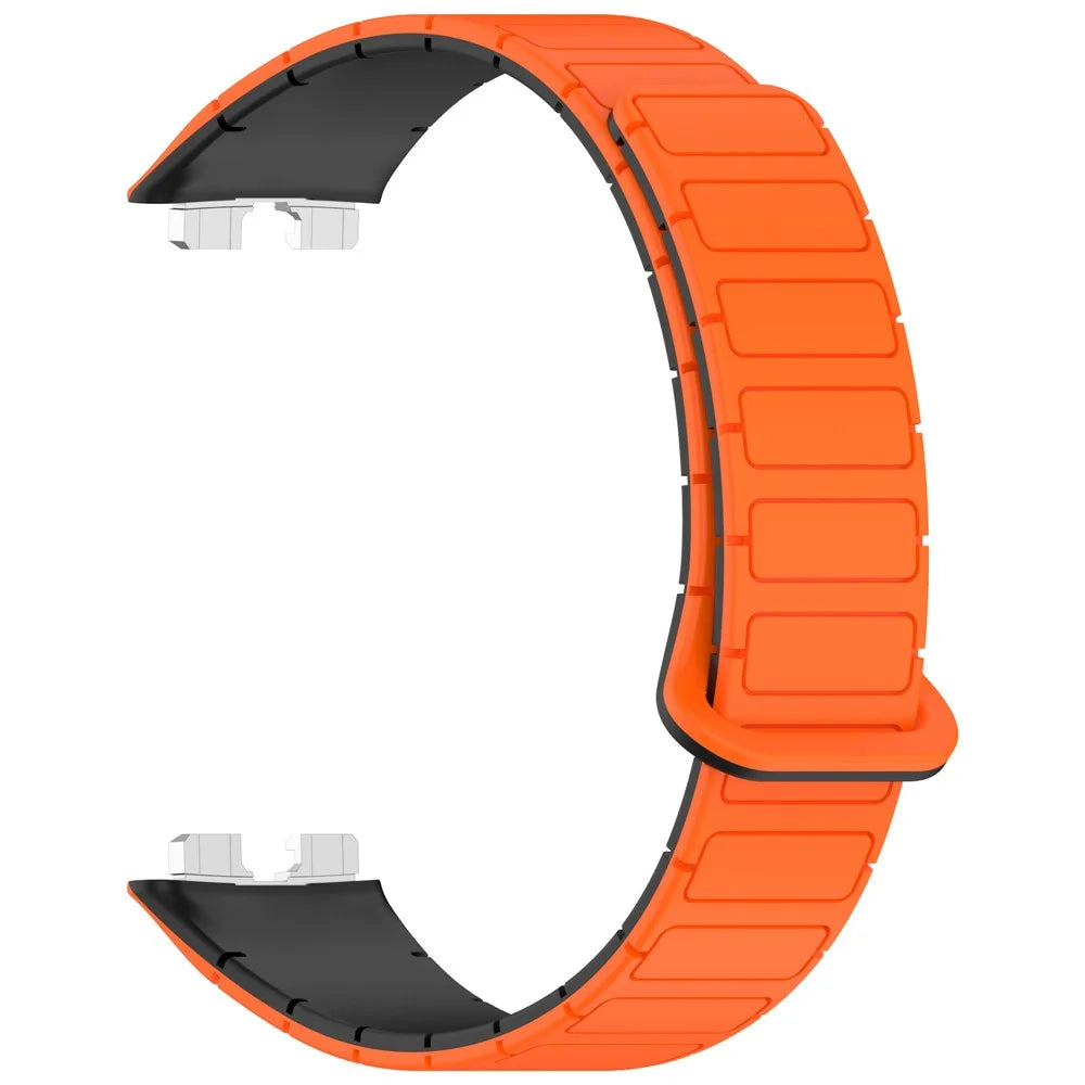 Silicone Watch Band for Huawei Band 10 NFC / 10 / 9 NFC / 9 / 8 NFC / 8 Replacement Magnetic Wrist Strap - Orange+Black - 2