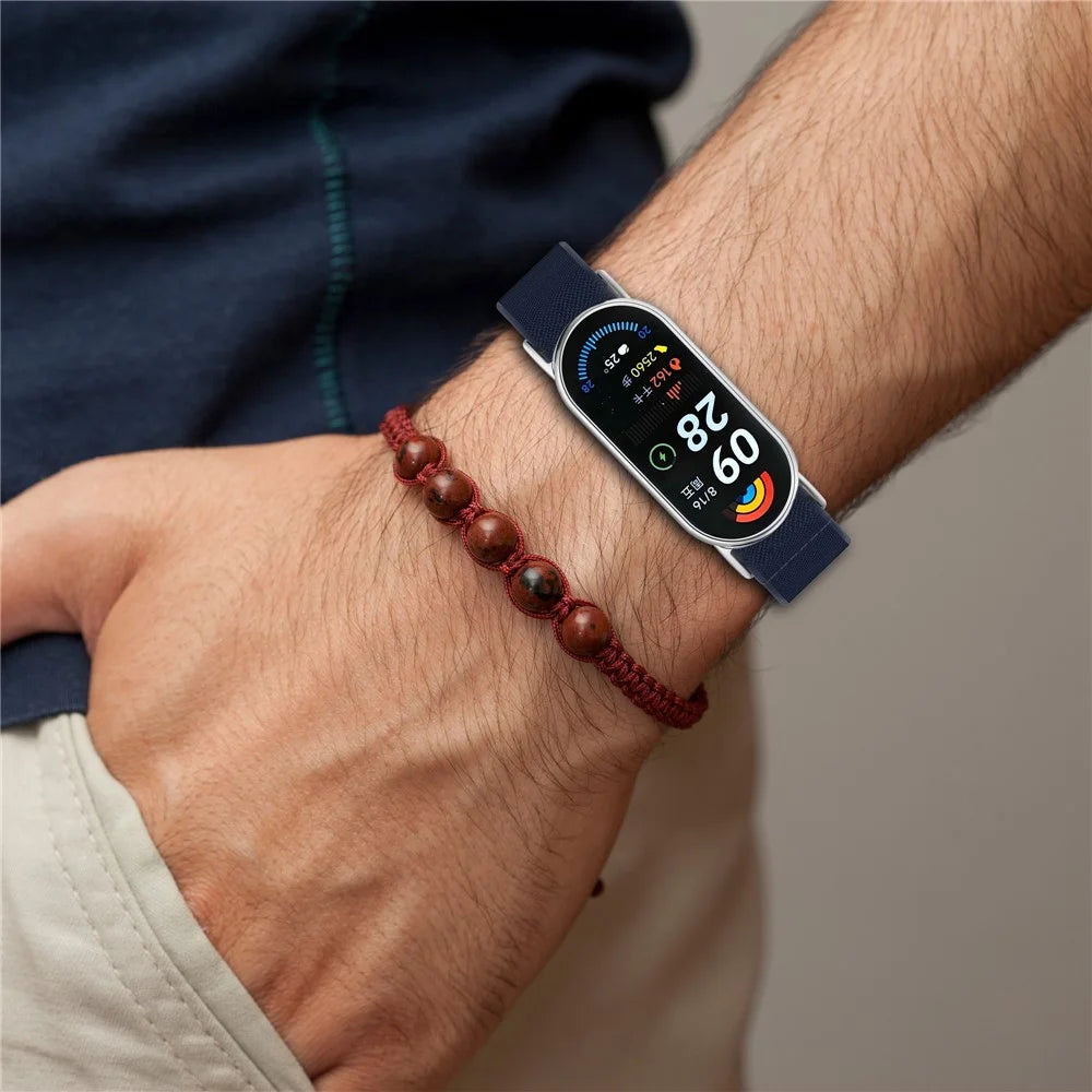 Smart Watch Band for Xiaomi Smart Band 9 / 9 NFC / 8 / 8 NFC Nylon Elastic Braided Strap - Black - 6