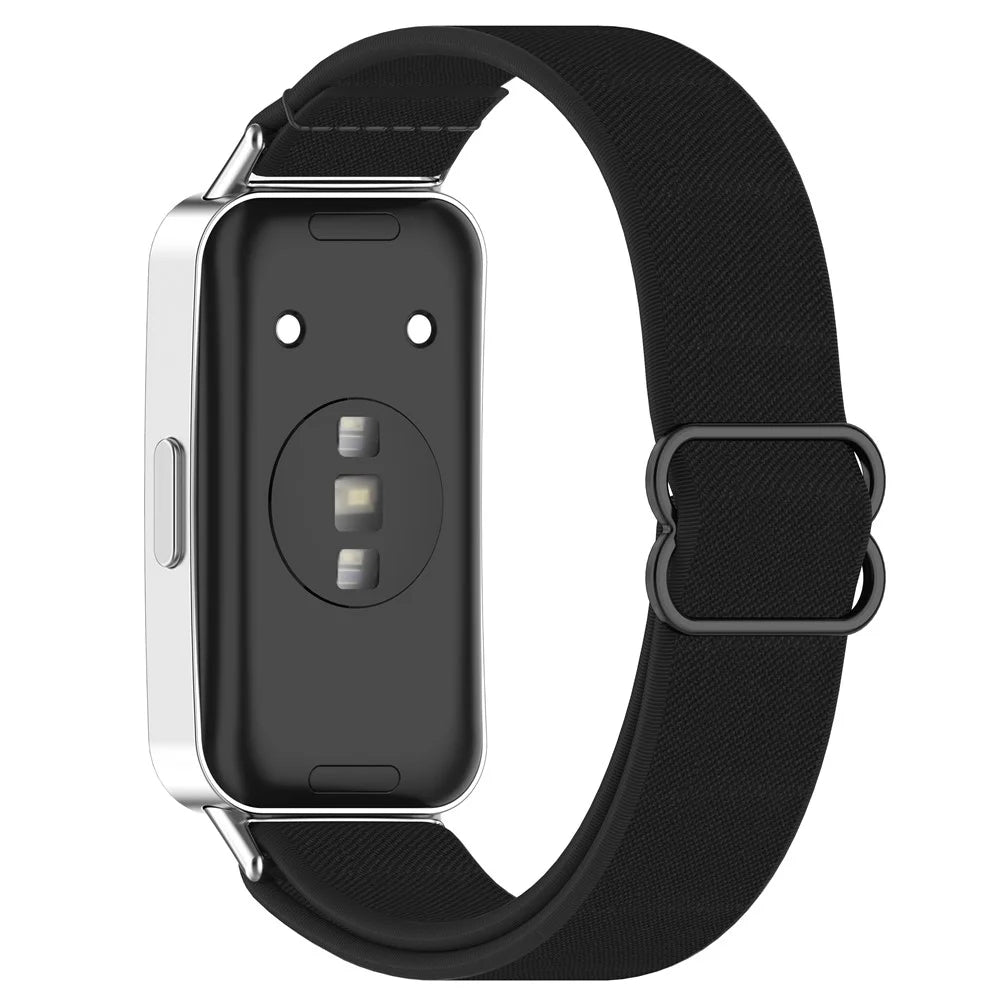 Watch Band for Huawei Band 10 NFC / 10 / 9 NFC / 9 / 8 NFC / 8 Nylon Elastic Braided Strap - Black - 1