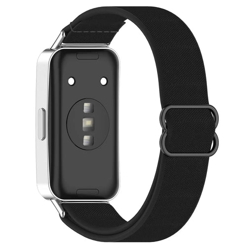Watch Band for Huawei Band 10 NFC / 10 / 9 NFC / 9 / 8 NFC / 8 Nylon Elastic Braided Strap - Black - 1