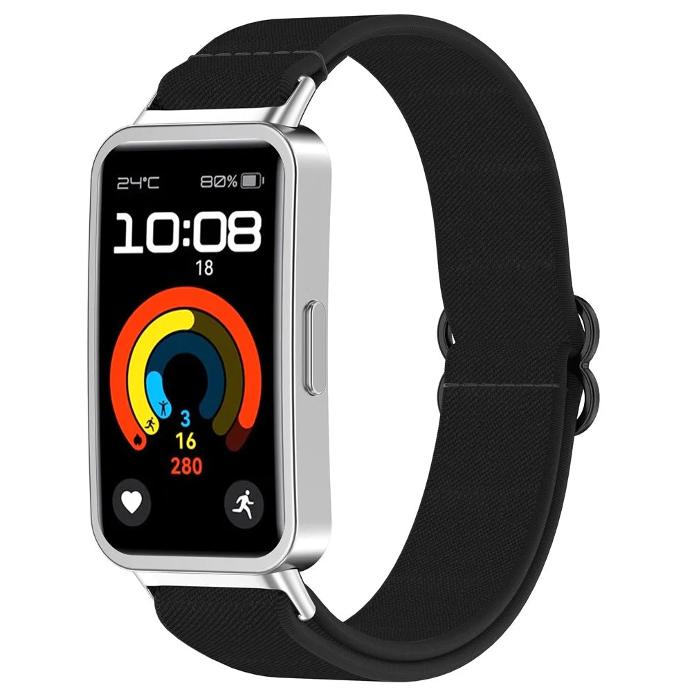 Watch Band for Huawei Band 10 NFC / 10 / 9 NFC / 9 / 8 NFC / 8 Nylon Elastic Braided Strap - Black - 4