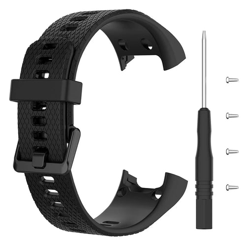 For Garmin Vivosmart HR Replacement Strap Textured Silicone Watch Band with Screwdriver - Black - 1