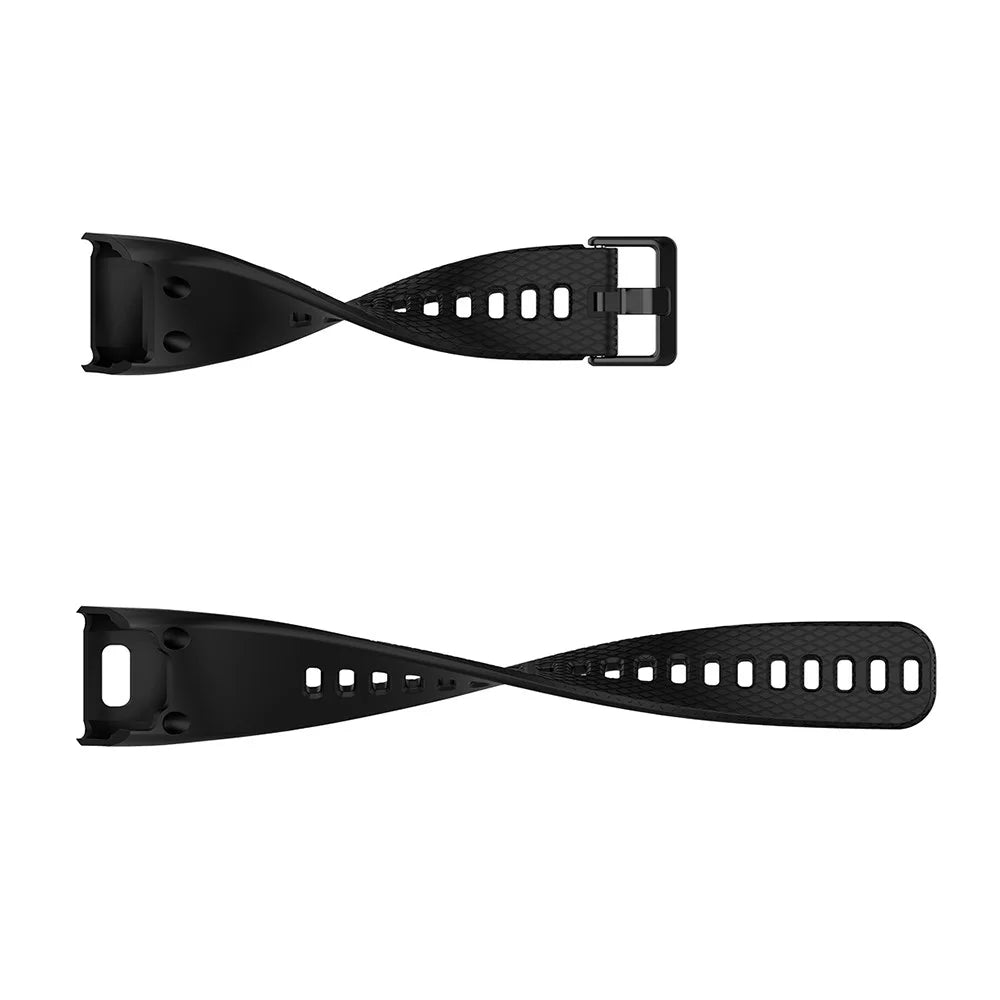 For Garmin Vivosmart HR Replacement Strap Textured Silicone Watch Band with Screwdriver - Black - 7