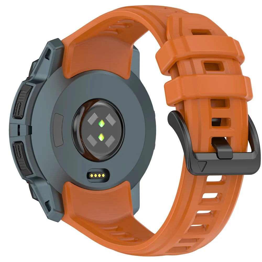 For Garmin Instinct 3 45mm Watch Band 22mm Silicone Replacement Strap - Dark Orange - 1