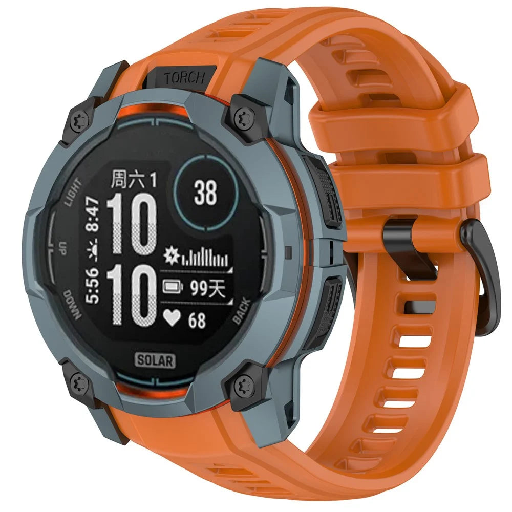 For Garmin Instinct 3 45mm Watch Band 22mm Silicone Replacement Strap - Dark Orange - 5