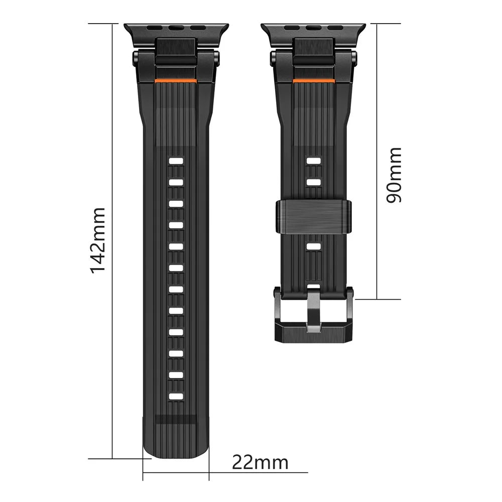 Wrist Strap for Apple Watch Ultra 3 2 1 49mm / Series 11 10 46mm / 9 8 7 45mm / SE3 SE2 SE 6 5 4 44mm / 3 2 1 42mm Stainless Steel Connector TPU Watch Band - Black - 4