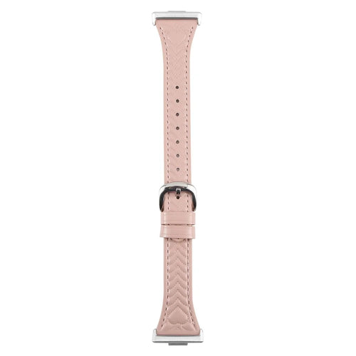 For Huawei Watch Fit 2 Heart Pattern Embossed Watch Band Cowhide Leather Strap - Pink - 1