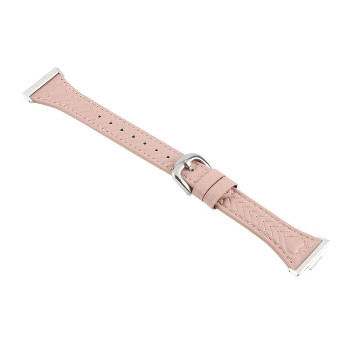 For Huawei Watch Fit Heart Pattern Embossed Watch Band Cowhide Leather Strap - Pink - 3