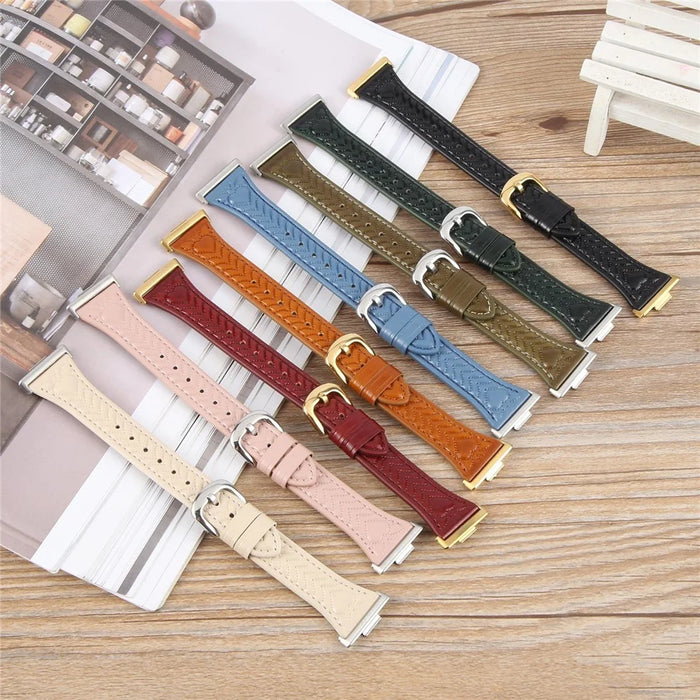 For Huawei Watch Fit Heart Pattern Embossed Watch Band Cowhide Leather Strap - Pink - 4