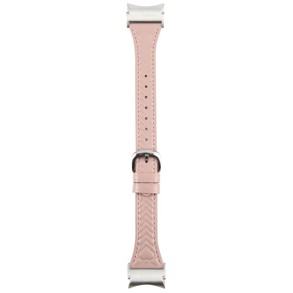Watch Band for Samsung Galaxy Watch7 / Watch6 / Watch5 / Watch4 / Watch FE Heart Pattern Embossed Cowhide Leather Strap - Pink - 3