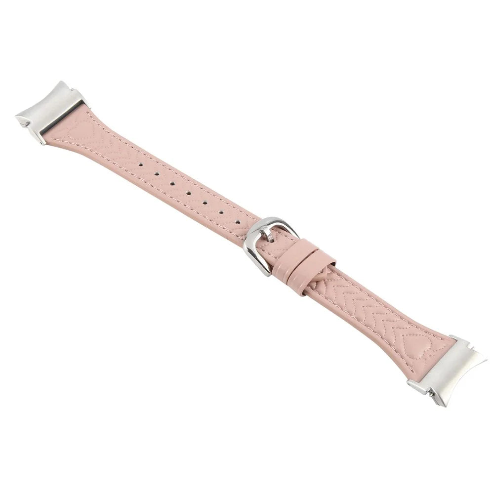 Watch Band for Samsung Galaxy Watch7 / Watch6 / Watch5 / Watch4 / Watch FE Heart Pattern Embossed Cowhide Leather Strap - Pink - 4