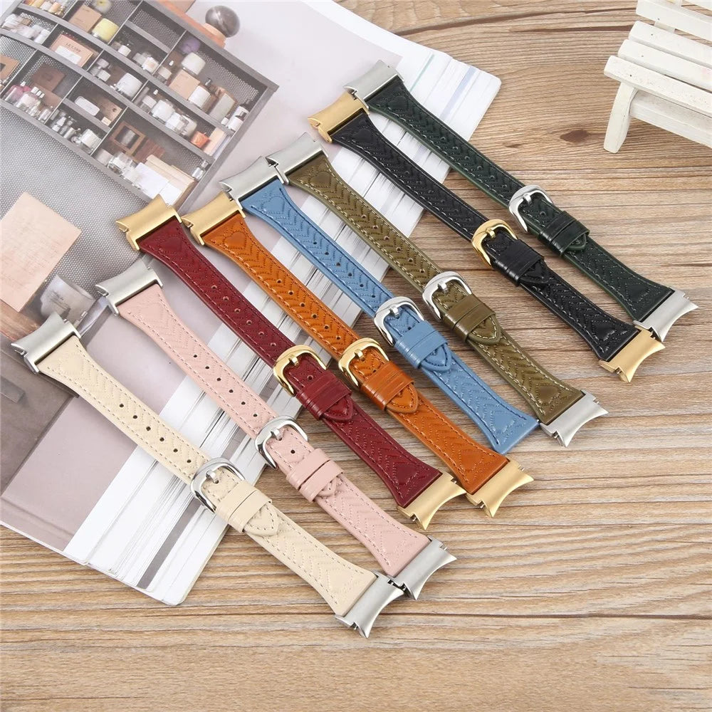 Watch Band for Samsung Galaxy Watch7 / Watch6 / Watch5 / Watch4 / Watch FE Heart Pattern Embossed Cowhide Leather Strap - Pink - 5