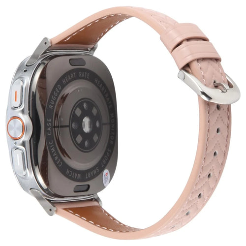 For Samsung Galaxy Watch Ultra2 47mm / Watch Ultra (2025) 47mm / Watch Ultra 47mm Heart Pattern Embossed Watch Band Cowhide Leather Strap - Pink - 1