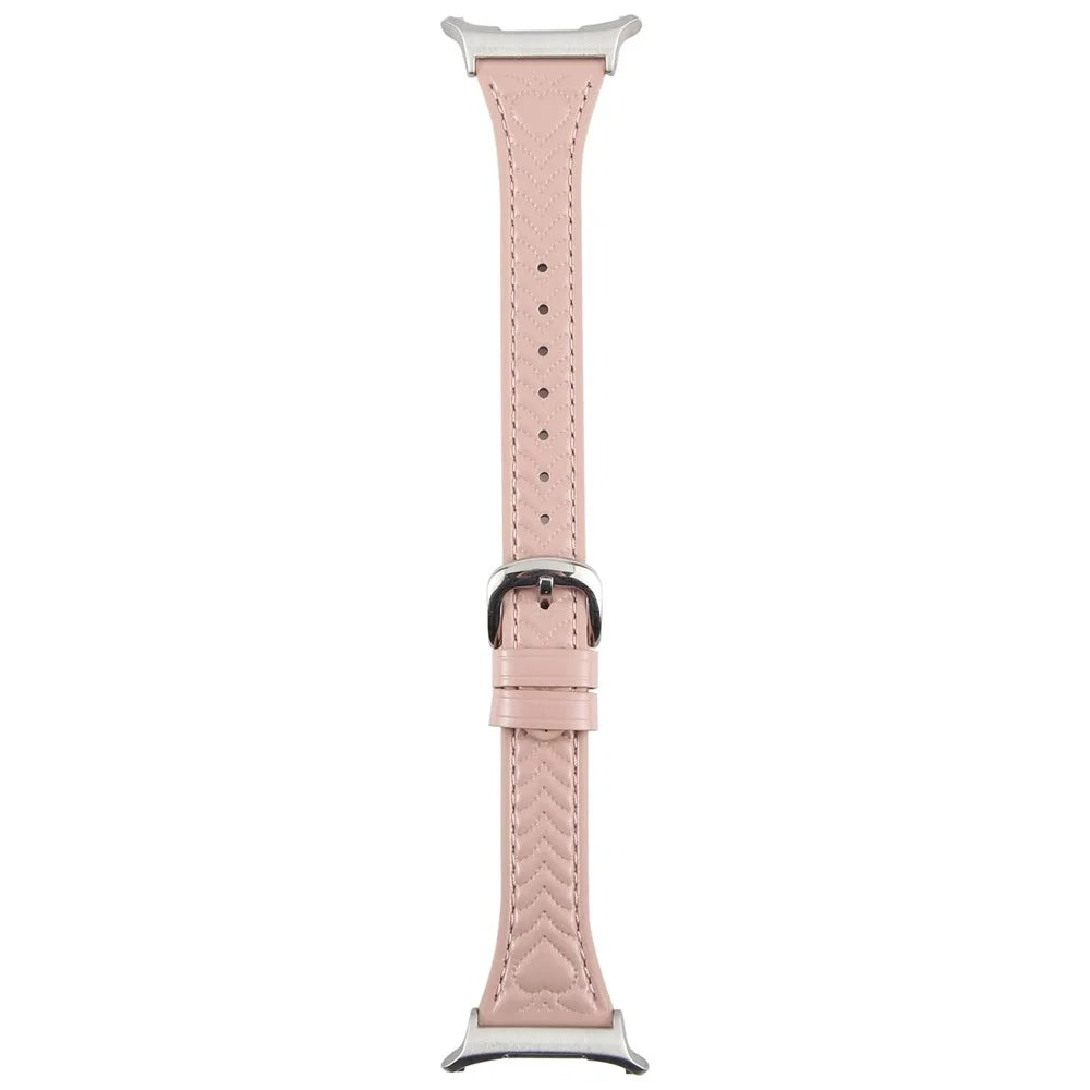 For Samsung Galaxy Watch Ultra2 47mm / Watch Ultra (2025) 47mm / Watch Ultra 47mm Heart Pattern Embossed Watch Band Cowhide Leather Strap - Pink - 3