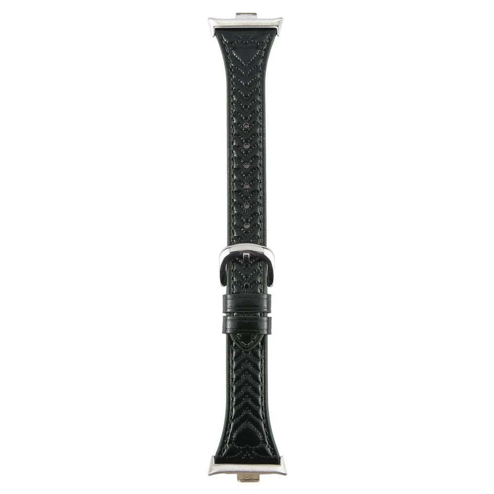 Watch Band for Xiaomi Smart Band 10 Pro / 9 Pro / 8 Pro / Redmi Watch 6 / 5 / 4 Heart Pattern Embossed Cowhide Leather Strap - Dark Green - 3