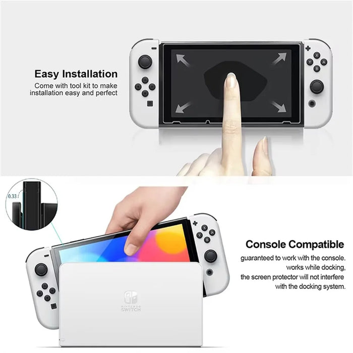 For Nintendo Switch OLED Game Console Screen Protector Anti Scratch 9H Hardness HD Tempered Glass Film - 3