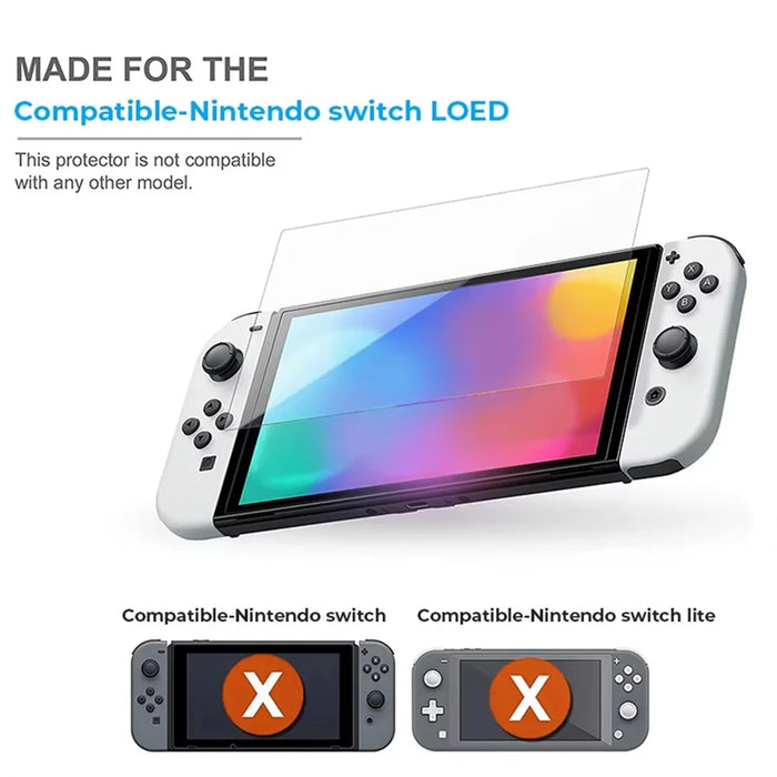 For Nintendo Switch OLED Game Console Screen Protector Anti Scratch 9H Hardness HD Tempered Glass Film - 4