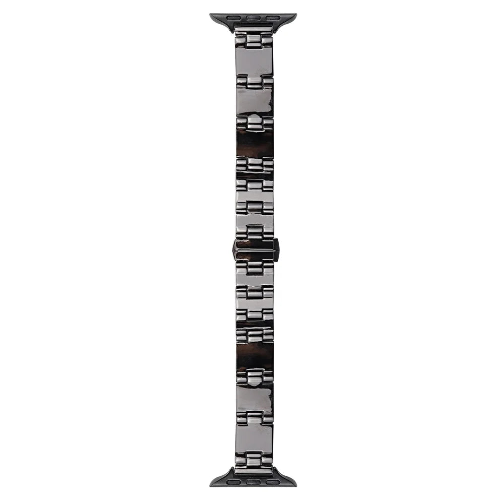 Watch Band For Apple Watch Series 11 10 42mm / 9 8 7 41mm / SE3 SE2 SE 6 5 4 40mm / 3 2 1 38mm Mirror Finish Zinc Alloy Strap - Black - 1