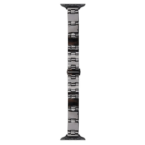 Watch Band For Apple Watch Ultra 3 2 1 49mm / Series 11 10 46mm / 9 8 7 45mm / SE3 SE2 SE 6 5 4 44mm / 3 2 1 42mm Mirror Finish Zinc Alloy Strap - Black - 1