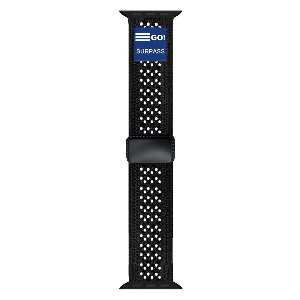 Watch Band For Apple Watch Ultra 3 2 1 49mm / Series 11 10 46mm / 9 8 7 45mm / SE3 SE2 SE 6 5 4 44mm / 3 2 1 42mm Nylon Sport Breathable Strap - Black - 1