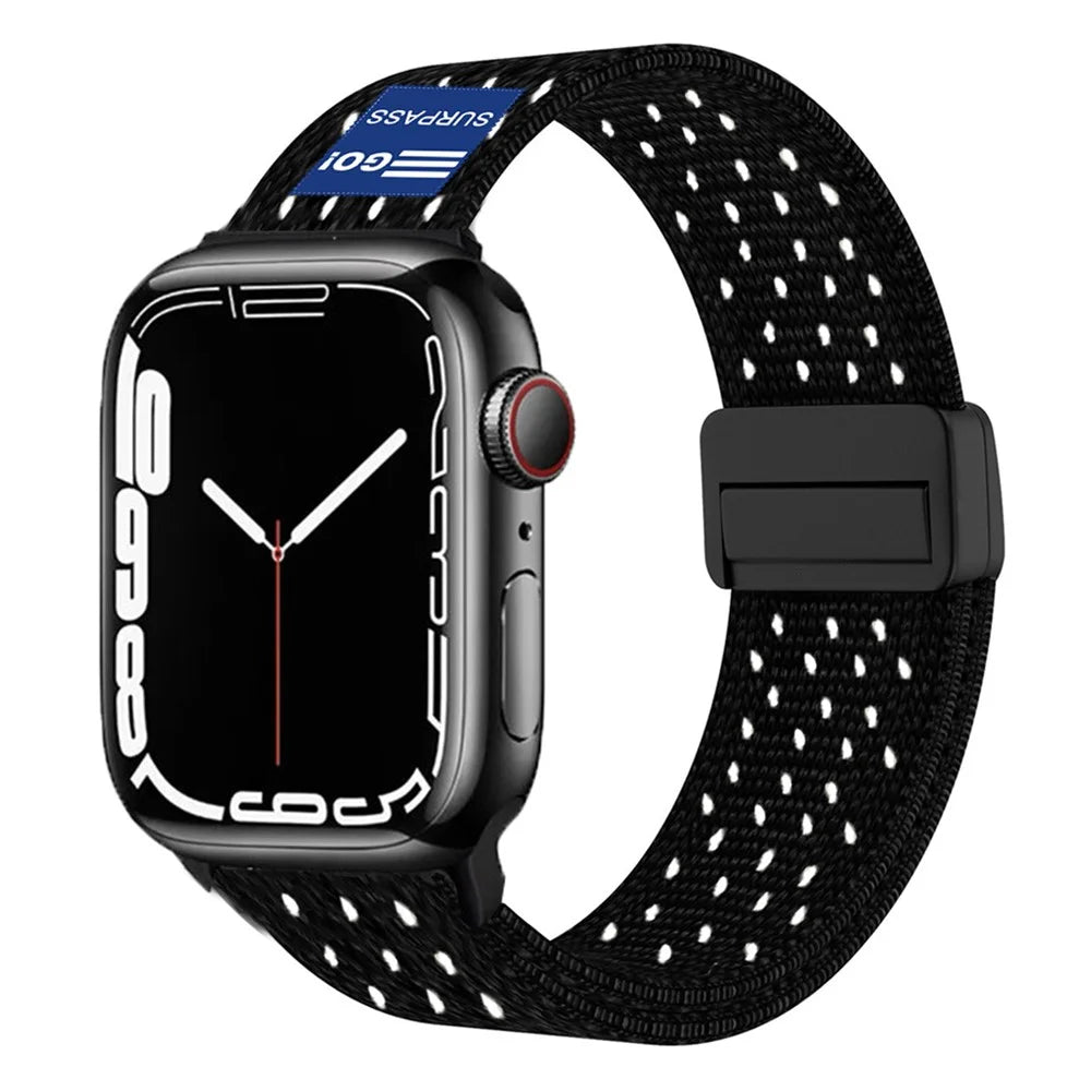 Watch Band For Apple Watch Ultra 3 2 1 49mm / Series 11 10 46mm / 9 8 7 45mm / SE3 SE2 SE 6 5 4 44mm / 3 2 1 42mm Nylon Sport Breathable Strap - Black - 2