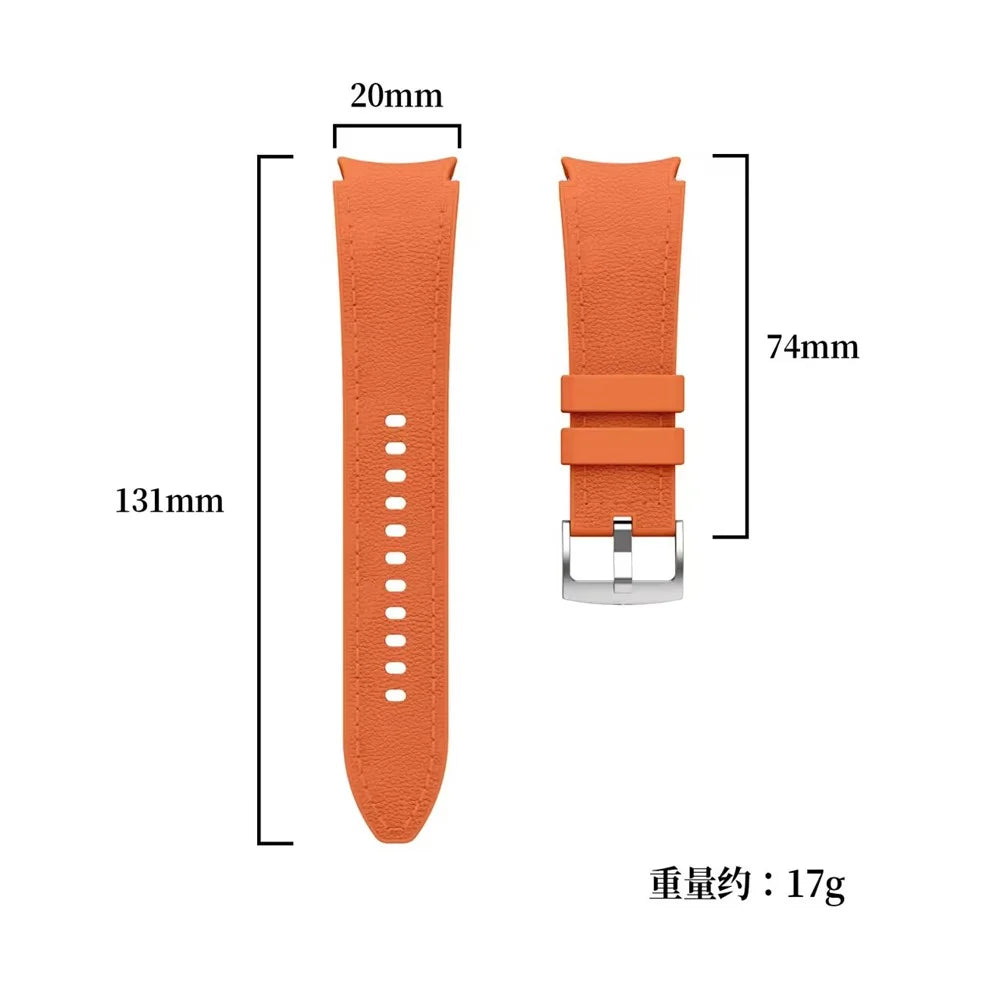 Watch Band For Samsung Galaxy Watch7 / Watch6 / Watch 5 / Watch4 Silicone + Leather Adjustable Strap Armband - Orange - 7