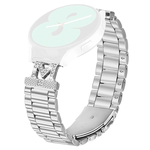 For Verizon GizmoWatch Disney Edition Strap Rhinestones Decor 3-Bead Silver Stainless Steel Watch Band - 1