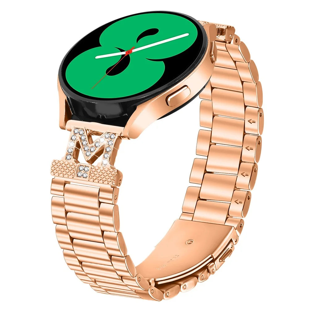 For Gabb Watch 2 Strap Rhinestones Decor 3-Bead Stainless Steel Watch Band - Rose Gold - 2