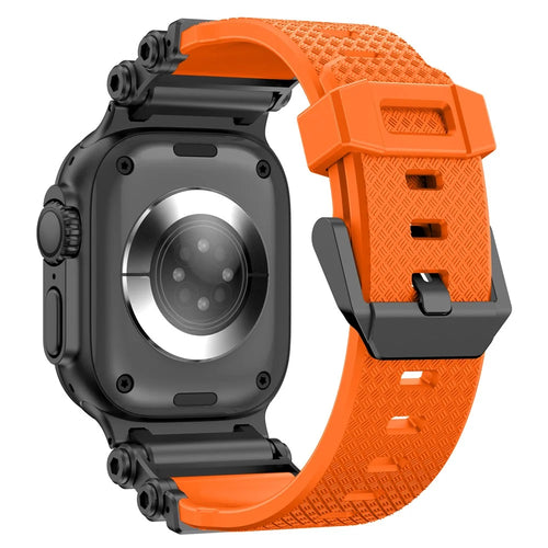 Watch Band For Apple Watch 10 Ultra 9 8 7 SE (2023) SE (2022) SE 6 5 4 3 2 1 46mm 49mm 45mm 44mm 42mm Gear Silicone Strap - Black + Oorange - 1