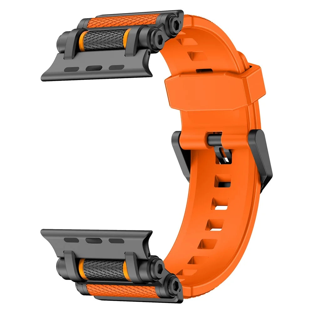 Watch Band For Apple Watch 10 Ultra 9 8 7 SE (2023) SE (2022) SE 6 5 4 3 2 1 46mm 49mm 45mm 44mm 42mm Gear Silicone Strap - Black + Oorange - 2