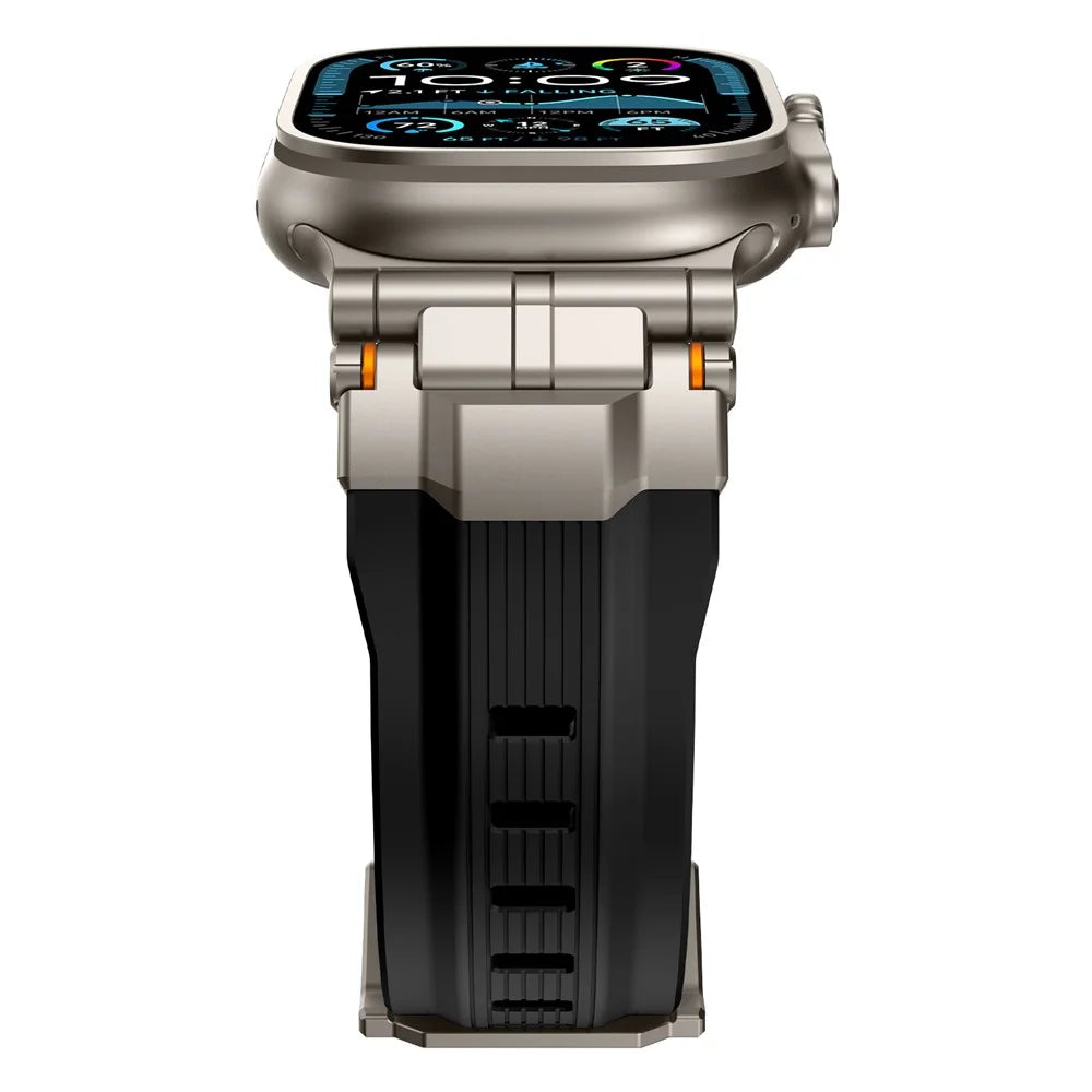 Silicone Watch Band For Apple Watch Ultra 3 2 1 49mm / Series 11 10 46mm / 9 8 7 45mm / SE3 SE2 SE 6 5 4 44mm / 3 2 1 42mm Wrist Strap - Titanium Black - 4