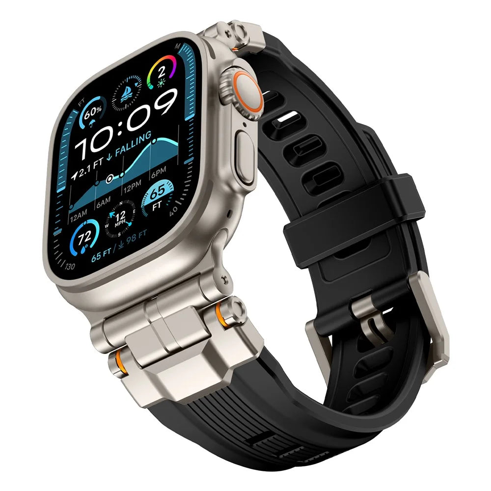 Silicone Watch Band For Apple Watch Ultra 3 2 1 49mm / Series 11 10 46mm / 9 8 7 45mm / SE3 SE2 SE 6 5 4 44mm / 3 2 1 42mm Wrist Strap - Titanium Black - 5
